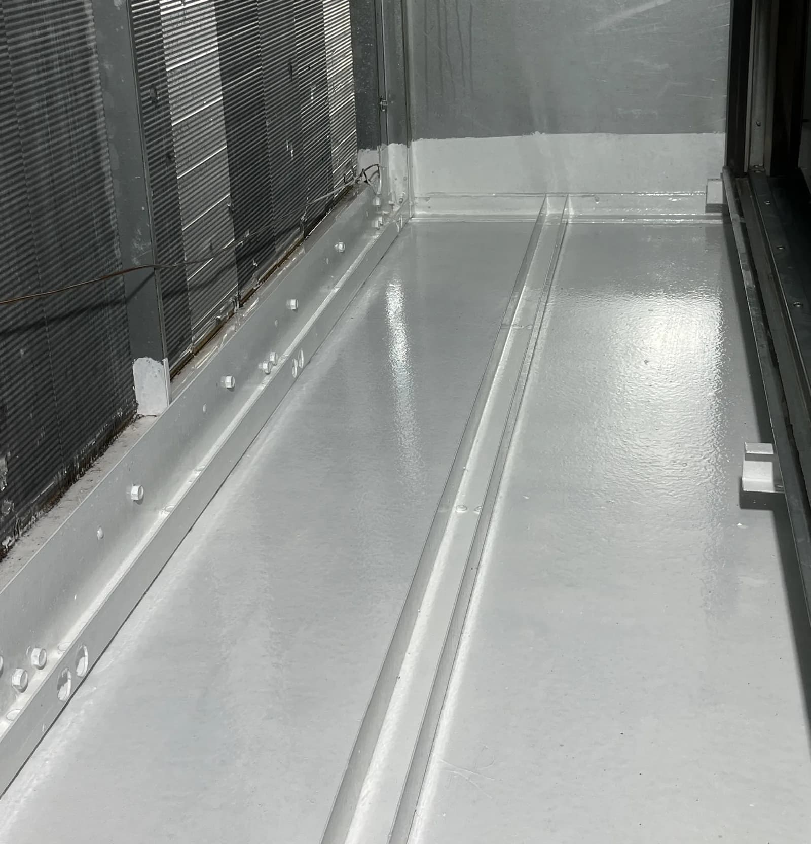 Cooling coil after deep cleaning inside an air handling unit